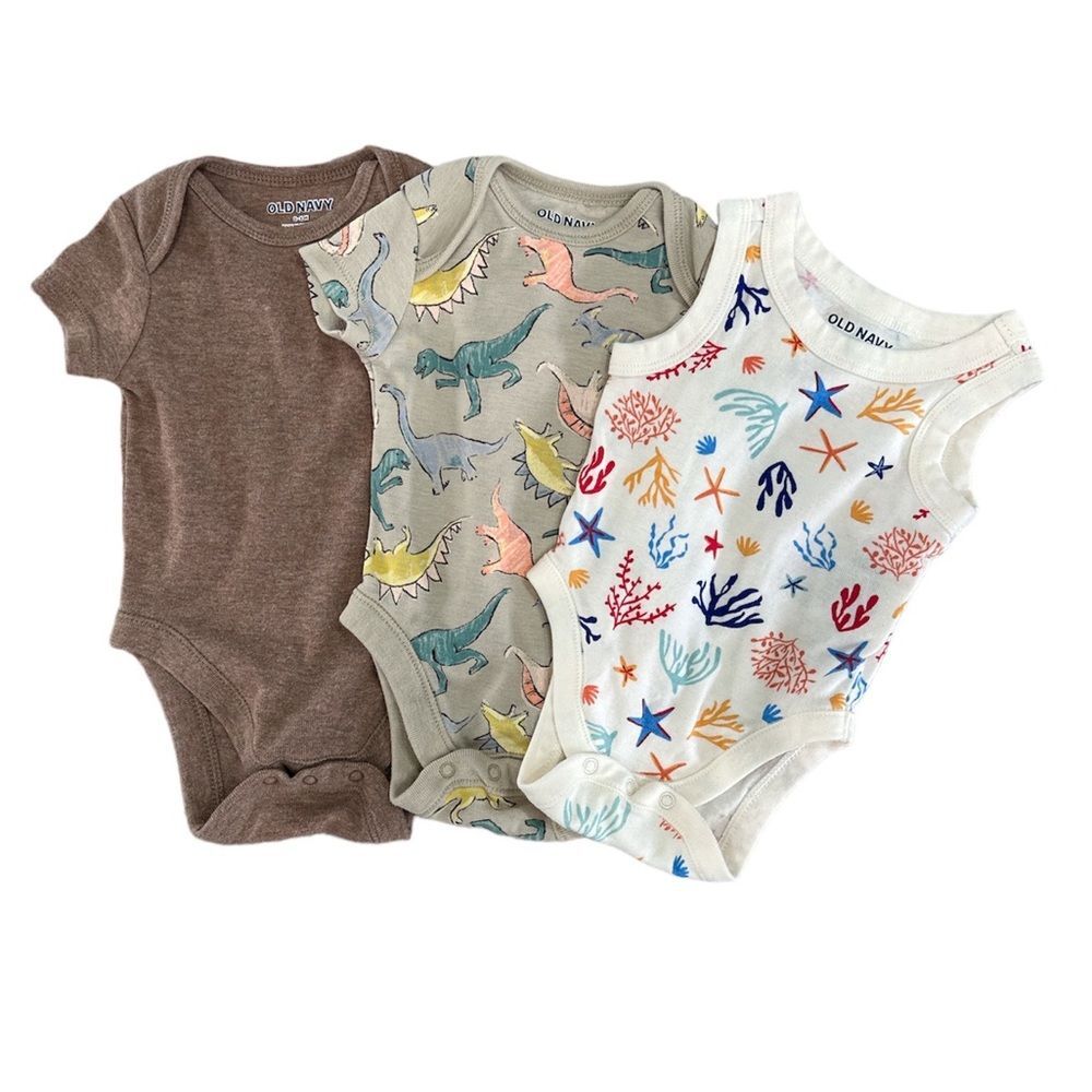 Old Navy 3-Pack Baby Boys Short/Sleeves Bodysuits 0-3 M